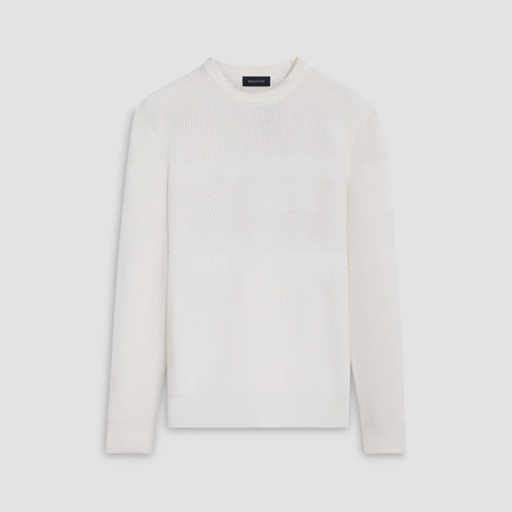 Bugatchi Men's Cream Crewneck fisherman Sweater